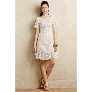 HD in Paris White Eyelet Lace Ruffle Hem Mini Dress
